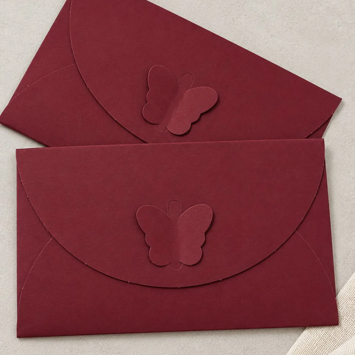 Bordo 11x17 cm Kelebek Tokalı Davetiye Zarfı