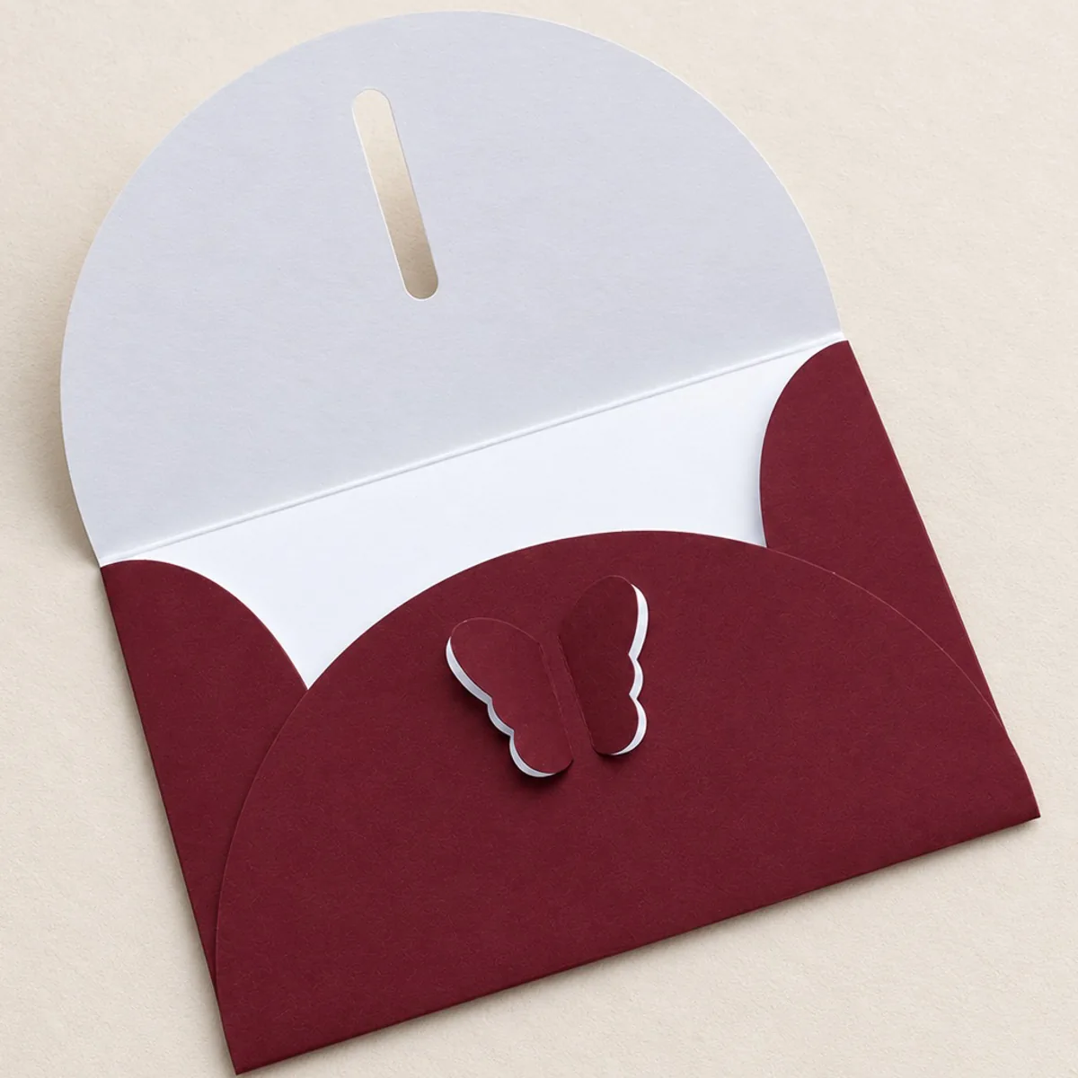 Bordo 11x17 cm Kelebek Tokalı Davetiye Zarfı - Görsel 4