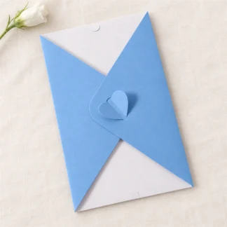 Açık Mavi 12×18 cm Kalp Tokalı Davetiye Zarfı