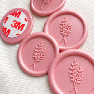 pembe Zeytin Dalı Desenli Hazır Mum Mührü