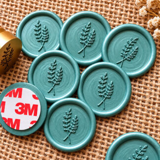 teal Zeytin Dalı Desenli Hazır Mum Mührü