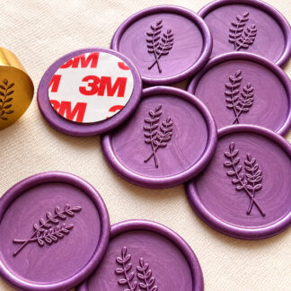 violet Zeytin Dalı Desenli Hazır Mum Mührü